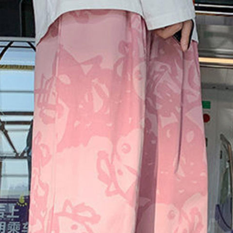 Spring Autumn Loose Wide Leg Elastic High Waist