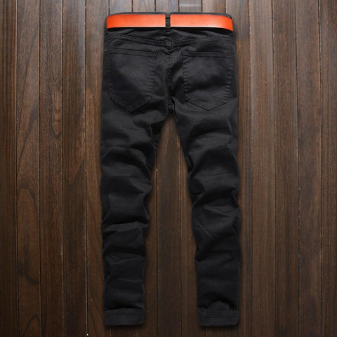 Fashion Biker Runway Hip hop Slim Jeans Knee zipper-MF00544-Veeddydropshipping
