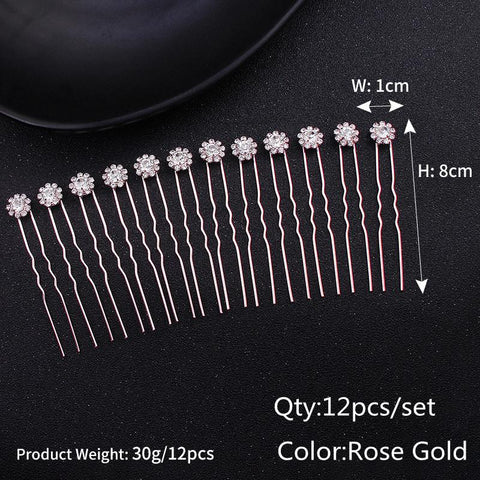 Bridal Wedding Hair Accessories Rhinestone Hair Pins Forks  -JW00459-Veeddydropshipping