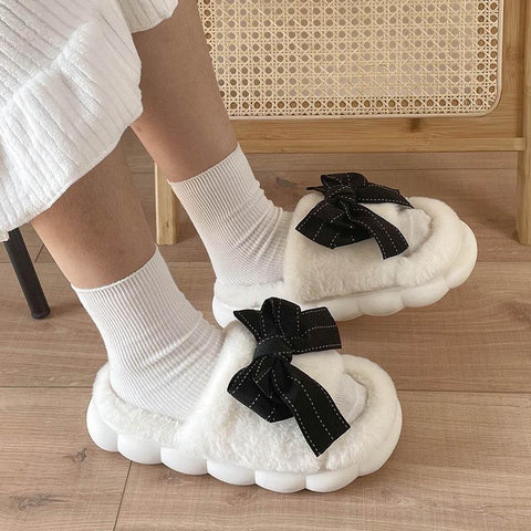 House Fur Slippers Open-Toe Bedroom Cute Big-BS01203-Veeddydropshipping