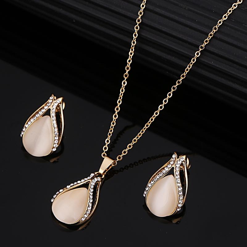 Fashion Gold Plated Opal Jewelry Sets For Woman Cubic Zirconia -JW01341-Veeddydropshipping