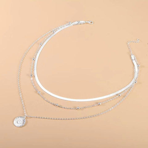 925 Sterling Silver Necklace Simple Snake Chain Charm Ball Chain-JW00135-Veeddydropshipping