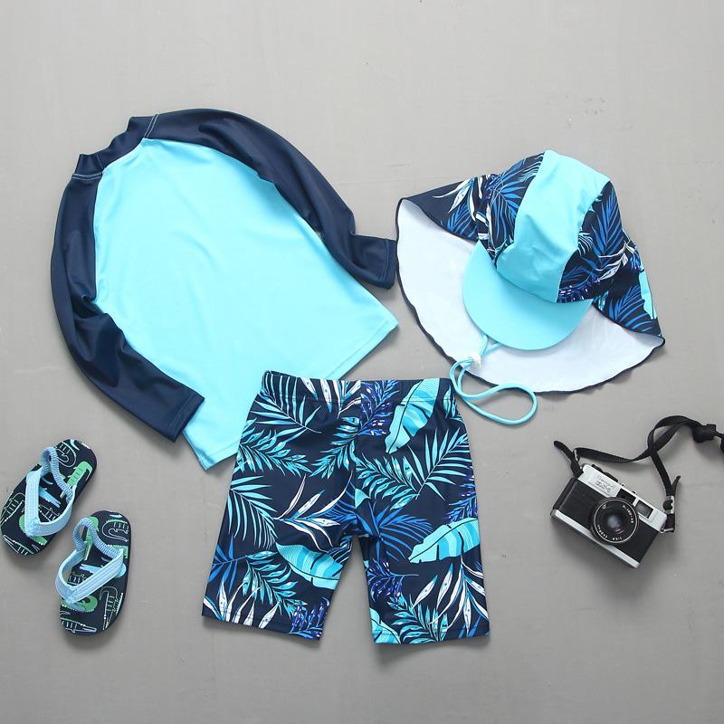 Cool Children&#39;s Swimsuit Boys Dinosaur Long-sleeved Sunscreen Quick-drying -OS00220-Veeddydropshipping