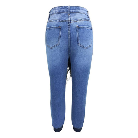 Women jeans pants fashion high waist  Street dress-WF00355-Veeddydropshipping