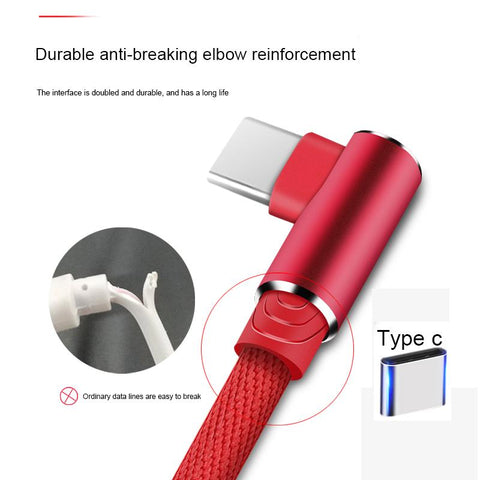 1m 2m 3m 90 angle USB C Type C Cable Charger Wire For Samsung Huawei Xiaomi USB-C-PA00428-Veeddydropshipping