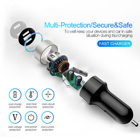 3A Dual USB Car Charger Fast Charging Adapter For Samsung-PA01166-Veeddydropshipping
