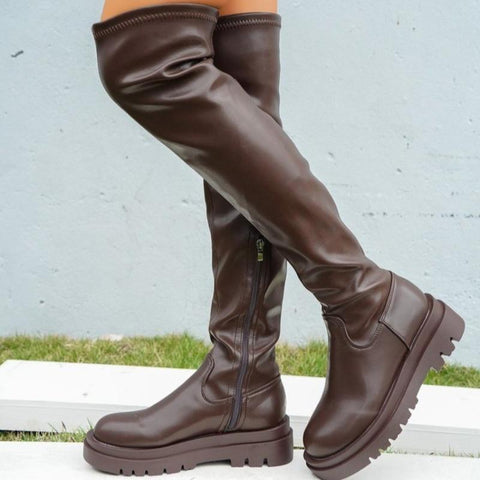 Women&#39;s Large Size 43 Boot Comfortable Elastic High Cavalier-BS00931-Veeddydropshipping