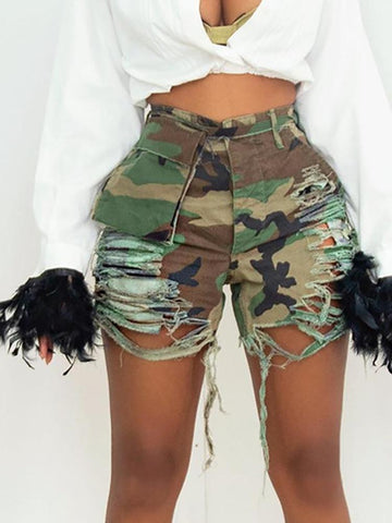 Fashion Women Denim Shorts High Waist-WF00607-Veeddydropshipping