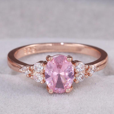 Romantic Pink  Cubic Zircon Stone Princess Rings -JW00017-Veeddydropshipping