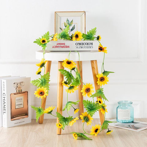 Sunflower Artificial Flowers Vine Fake Wedding Decoration-HA00720-Veeddydropshipping