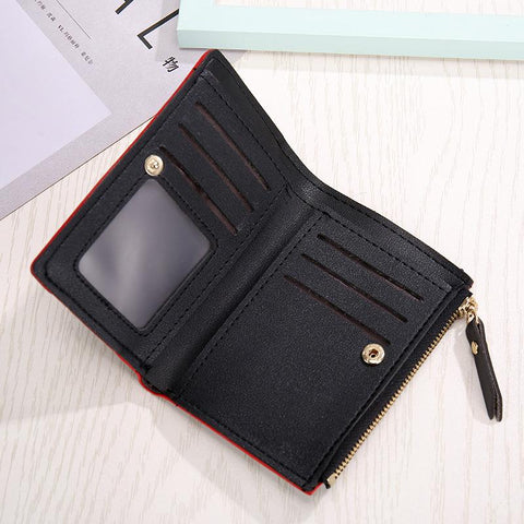 Wallet Small Red Heart Yellow Coin Purse Business Card Holder-BS00608-Veeddydropshipping