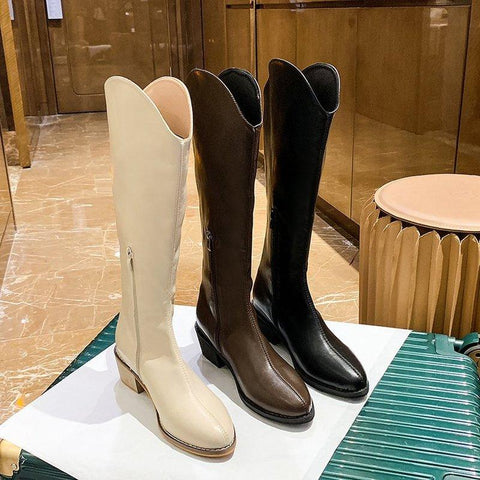 Wedges Long Boots Lady Riding Cowboy Boots Autumn-BS01026-Veeddydropshipping