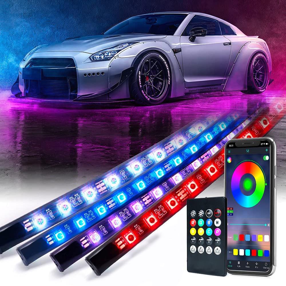 4IN1 Neon LED Strip Car Bottom Underglow Light APP 12V RGB Flexible-AM00082-Veeddydropshipping