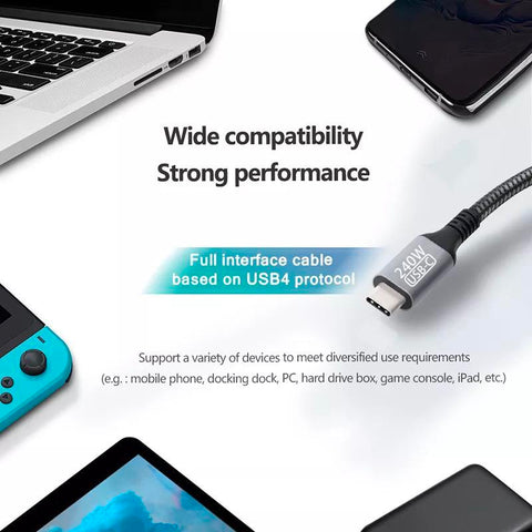 Cable Usb Type C 100W 240W Nylon Braided Fast Charging Data Line for Xiaomi Samsung-PA00448-Veeddydropshipping