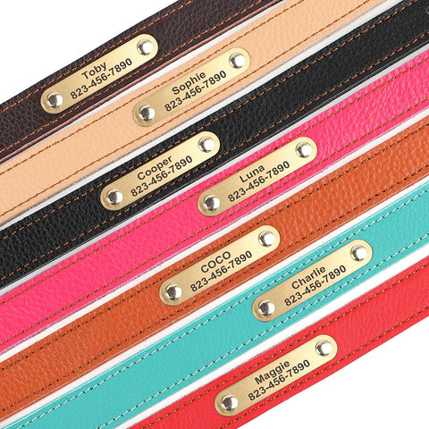 Leather Cat Dog Collar Bling Personalized Name ID-HA01379-Veeddydropshipping