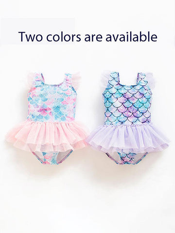 2021 New Girl Baby Mermaid Swimsuit Princess Fashion Cartoon Fish Scale Print -OS00194-Veeddydropshipping