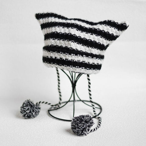 Knitting Striped Beanie Hat Knitted Wool Caps-Veeddydropshipping