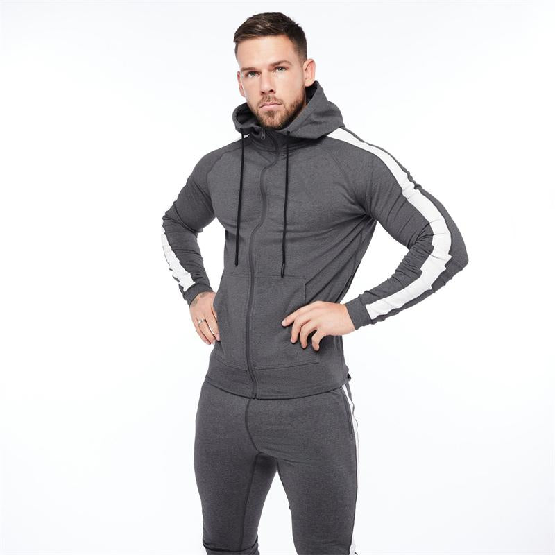 Cotton Zip Hoodie Colorblock Solid Color Casual-Veeddydropshipping