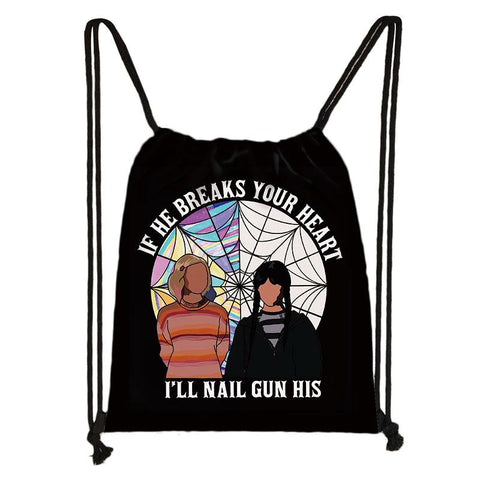 Nevermore Academy Drawstring Bags Lady Storage Bags Gothic Girls-BS00048-Veeddydropshipping