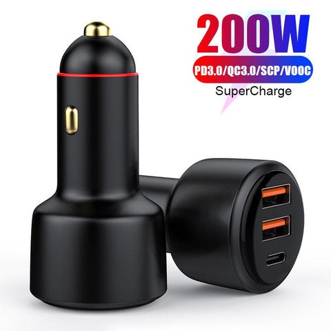 200W USB PD 36W Car Charger 3port Super Fast Charger2.0 100W 65W SuperCharge-PA00059-Veeddydropshipping