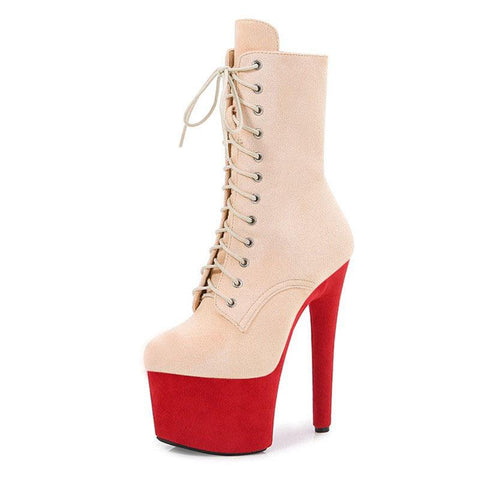 High-heeled Shoes With Round Heads And Low Boots-BS01035-Veeddydropshipping