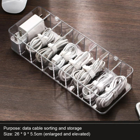 Cable Storage Box Transparent Plastic Data Line Storage Container Desk Stationery Makeup Organizer Key-PA00848-Veeddydropshipping
