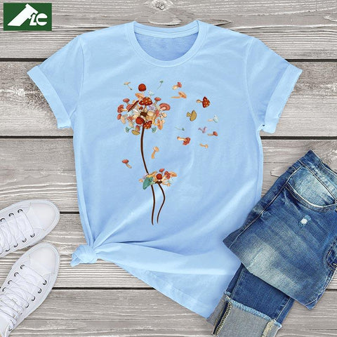 Dandelion Mushroom T Shirts for Women Clothing-WF00012-Veeddydropshipping