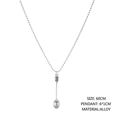 Mini Tea Spoon Shape Pendant Long Chain Necklace-JW01270-Veeddydropshipping