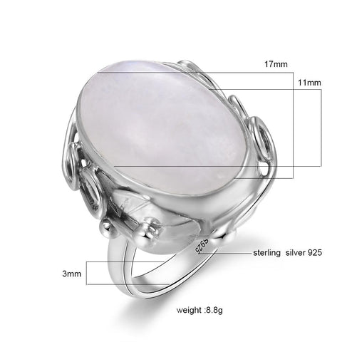 Natural Moonstone For Men Women 925 Sterling Silver Jewelry Ring -JW00057-Veeddydropshipping