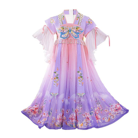 Girl Hanfu Tang Suit Chinese Style Children Dress Summer Ancient Costume-TB00863-Veeddydropshipping