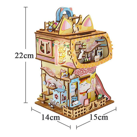 DIY Wooden Model Building Kits Coffee Inductive Storage Box City Street-TB01492-Veeddydropshipping