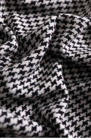 V-neck Houndstooth Casual Fashion Sweater-WF00094-Veeddydropshipping