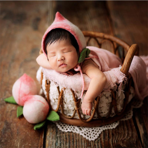 Newborn Photography Props Retro Rattan Round Basket Chair Bebe Photo-TB00766-Veeddydropshipping
