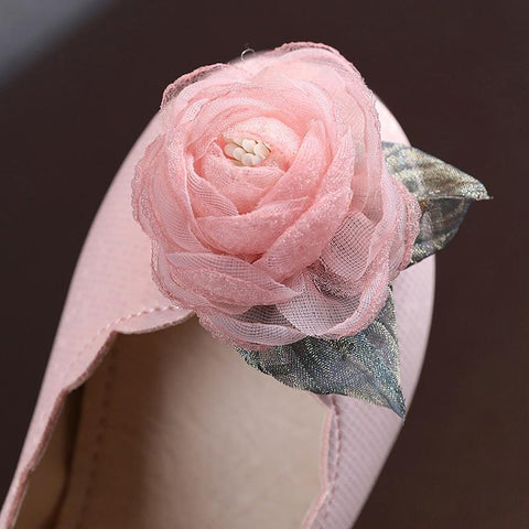Baywell Children&#39;s Girl Shoes Lace Big Flower Design Kids Princess Shoes Baby Girls Shoes For Party and Wedding PU Single Shoe