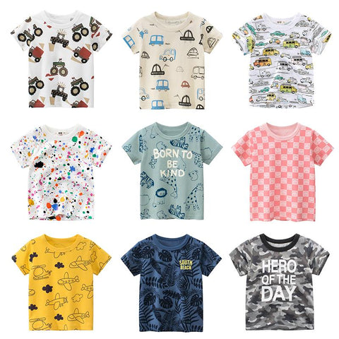 Boys T Shirt Short Sleeves Cotton Tops Girls Baby Children Clothing-TB01125-Veeddydropshipping