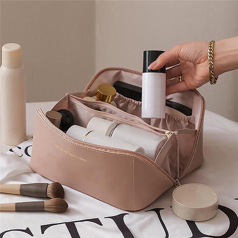 Portable Leather Makeup Pouch Women Waterproof Bathroom-BS00545-Veeddydropshipping