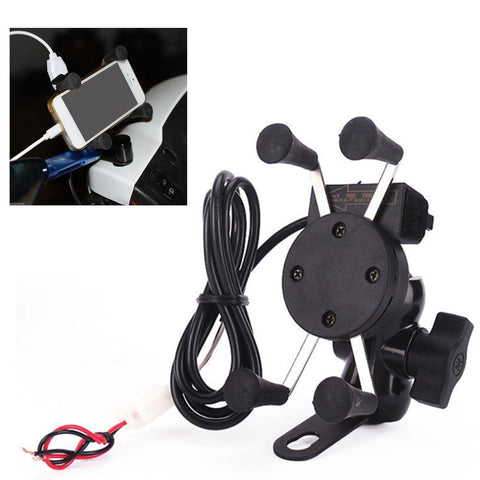 Motorcycle Mobile Phone Holder Mount With USB Charger 360 Degree Rotation Adjustable-PA00520-Veeddydropshipping