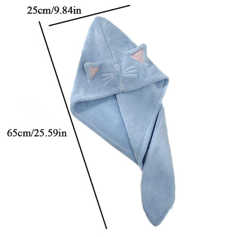 Cute Cat Hair Dry Towels Bathroom Shower Cap-HA01832-Veeddydropshipping