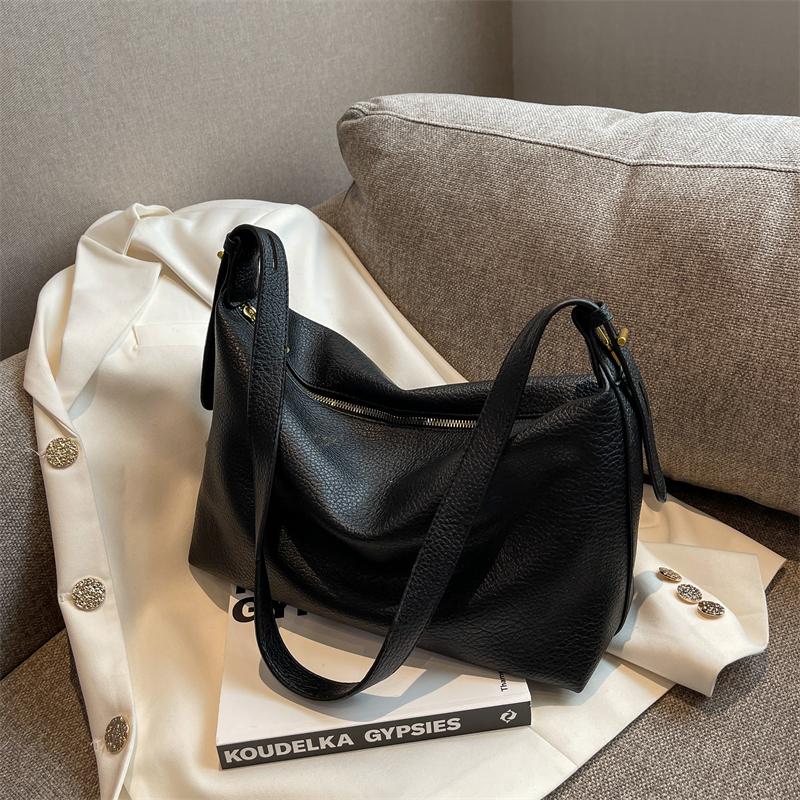 Solid Color Leather Soft Fabric Shoulder Bags Casual Ladies Bags Zip Ladies-BS00102-Veeddydropshipping