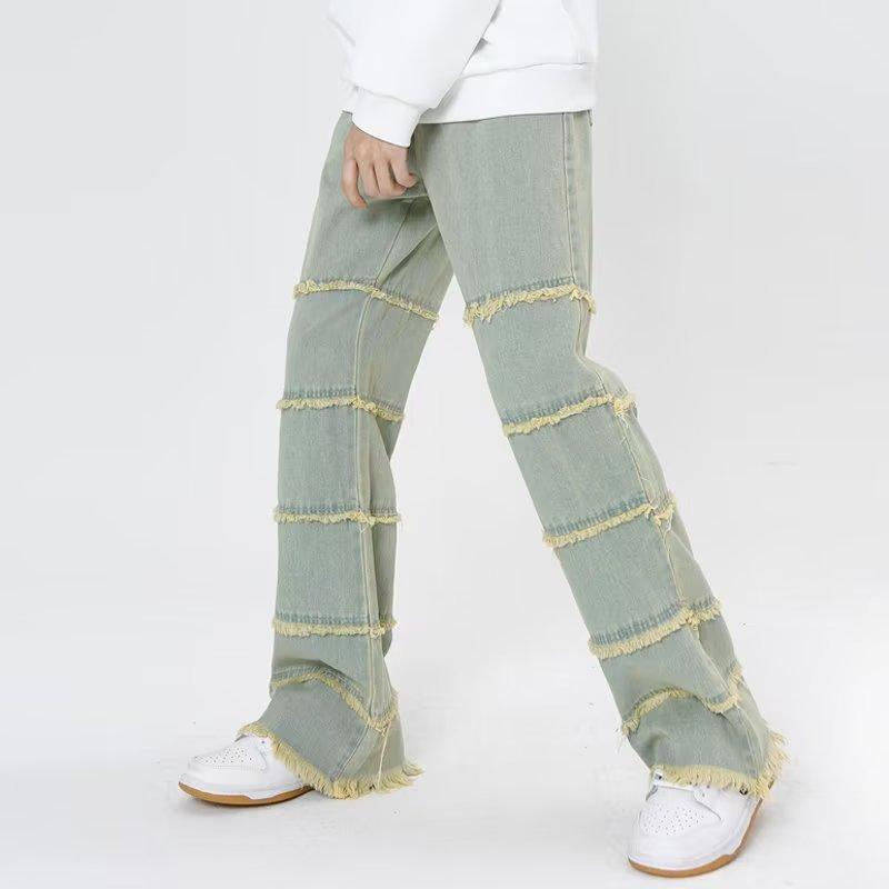 Washed Blue Baggy Men Jeans Pants Straight Hip Hop-MF00643-Veeddydropshipping