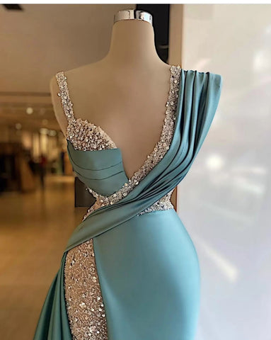 Sequins Side Split Mermaid Evening Dresses-WF01582-Veeddydropshipping