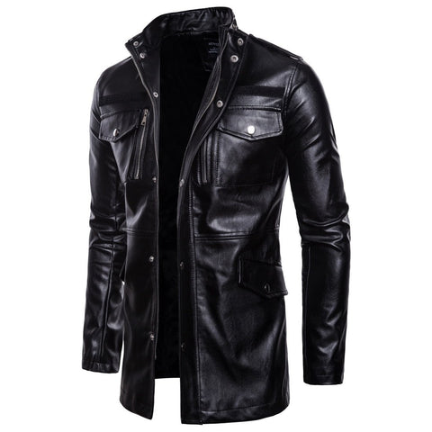 Street Windbreaker Coat Plush Men Leather Locomotive-MF01353-Veeddydropshipping