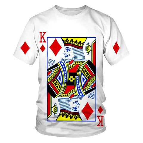 Card Print T Shirt Red Star K Poker-MF00122-Veeddydropshipping