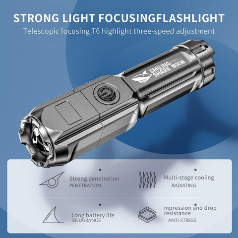 ABS Strong Light Focusing Flashlight Outdoor Portable Household-TI00774-Veeddydropshipping