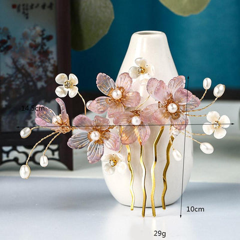 U-shaped Pearl Flower Hair Accessories Jewelry -JW00514-Veeddydropshipping