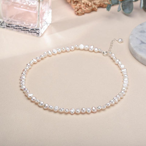 5-6mm Baroque 925 Sterling Silver Choker Necklace for Women Girls-JW00040-Veeddydropshipping