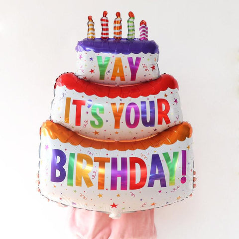 Colored Candles Three-layer Cake Aluminum Film Balloons-HA00603-Veeddydropshipping