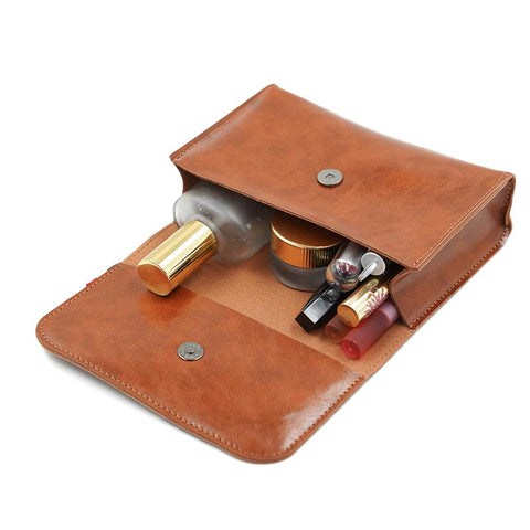 Leather Makeup Pouch Women Waterproof Bathroom Washbag-BS00541-Veeddydropshipping
