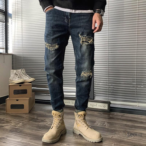 Slim Straight Summer Hole Beggar Casual Pants Designer-Veeddydropshipping