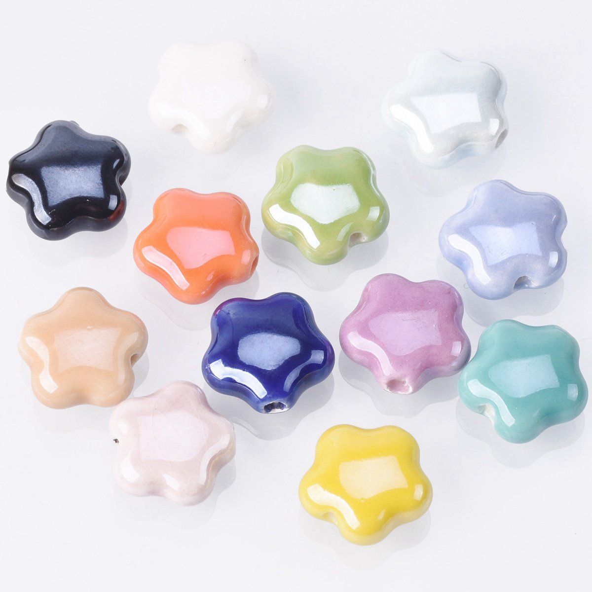 Star Flower Shape Shiny Glossy Glazed Loose Beads lot for DIY -JW01536-Veeddydropshipping
